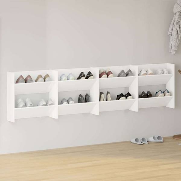 Wand-Schuhschrank 3008002-3 (4er Set) Weiß - Holzwerkstoff - 18 x 60 x 60 cm