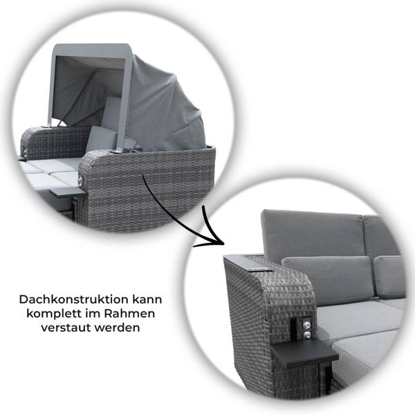 Strandstoel HOLBY grijs - polyrotan - 160 x 69 x 189 cm