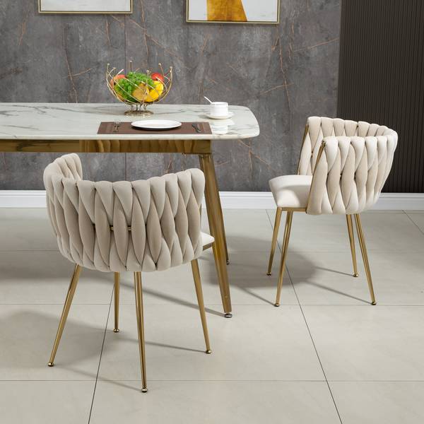 Esszimmerstühle-B2398 2er-Set Beige - Metall - 52 x 72 x 54 cm