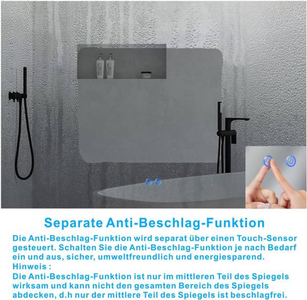 LED Badspiegel mit Kosmetikspiegel Silber - Glas - 80 x 60 x 4 cm