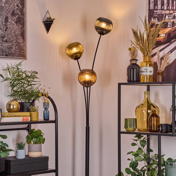 Stehlampe Cesaro Blau - Gold - Aluminium - Klarglas - 33 x 170 x 39 cm