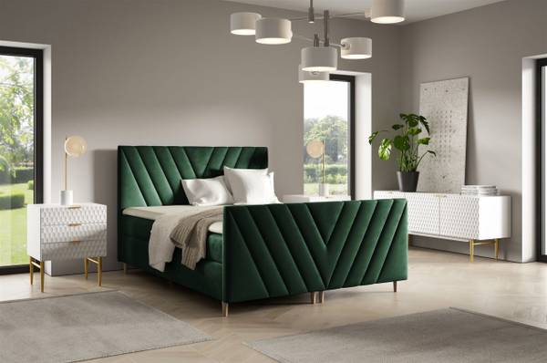 Boxspringbett CARLITO Grün - Breite: 204 cm