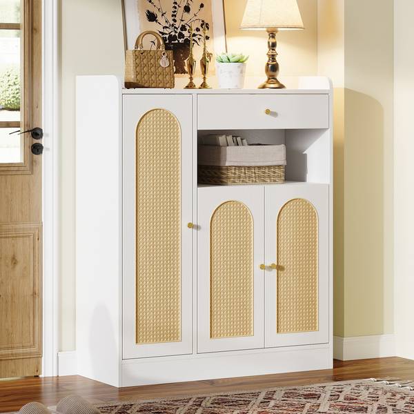 Schoenenkast RattanMU Ⅳ hout - wit