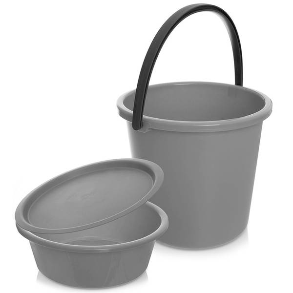 Eimer und Schüssel 3-tlg. Set 721133 Grau - Kunststoff - 31 x 10 x 31 cm