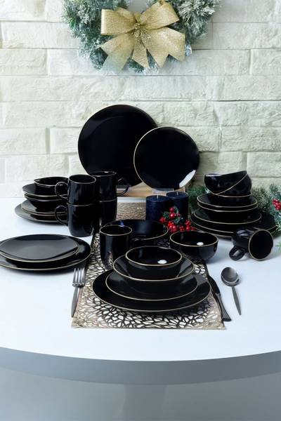 Ensembles de vaisselle Ege Black x30 Noir - Céramique - Hauteur : 2 cm