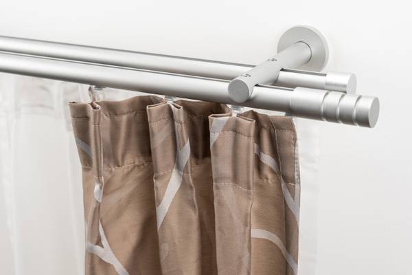 Gardinenstange Easy 2 lfg. Silber - Breite: 180 cm