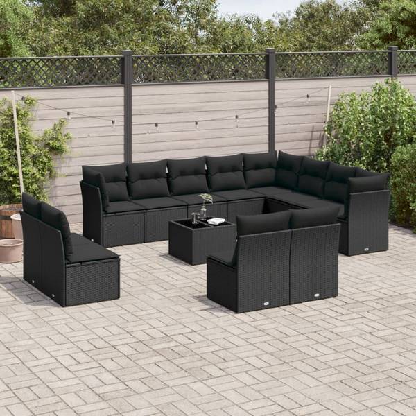 Garten-Lounge-Set 3034281-2 13-teilig Schwarz
