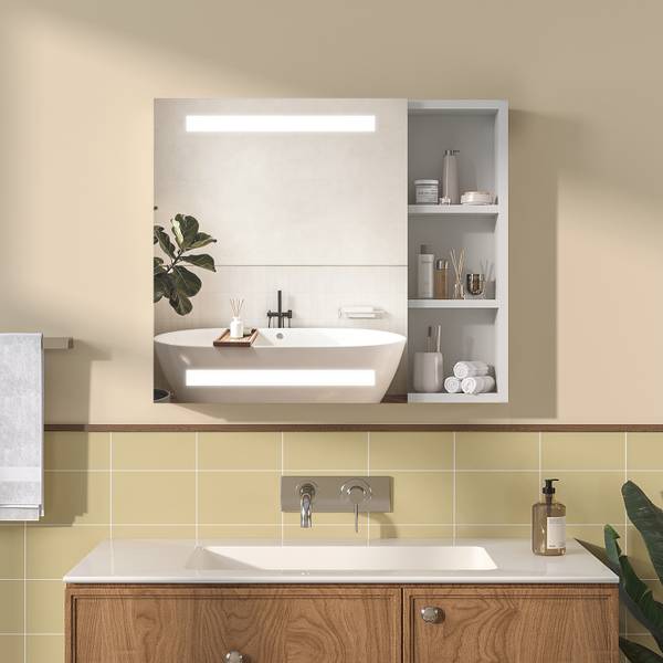 Spiegelschrank NIMES Silber - Glas - 70 x 60 x 13 cm