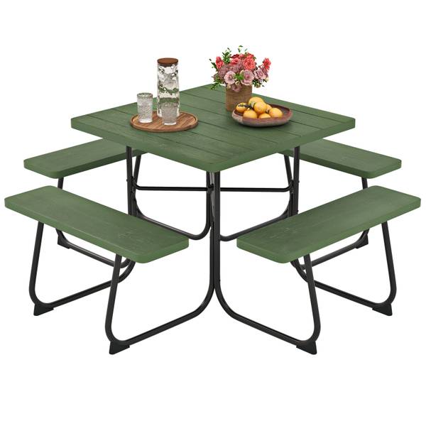 Picknicktisch ZB33487XE+DE Grün - Metall - 170 x 76 x 170 cm