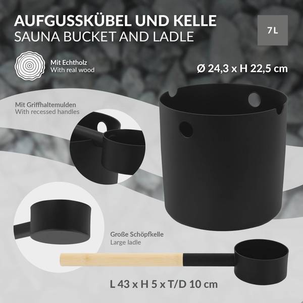 Sauna Zubehör Set AURIA-S 2 tlg Schwarz - Metall - 25 x 23 x 25 cm