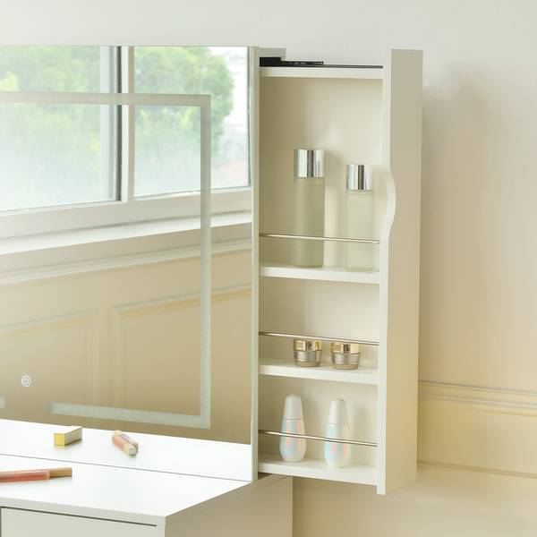 Schminktisch IMANI Weiß - Holzwerkstoff - 90 x 147 x 42 cm