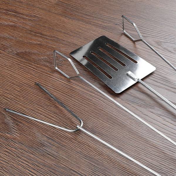 Grillbesteck Set 3-tlg. 489176 Silber - Metall - 3 x 3 x 38 cm