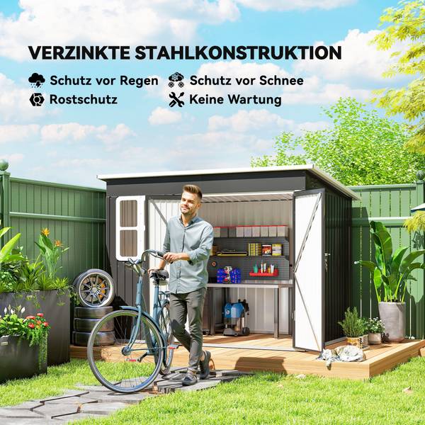 Gerätehaus 226V00CG Grau - Metall - 260 x 190 x 177 cm