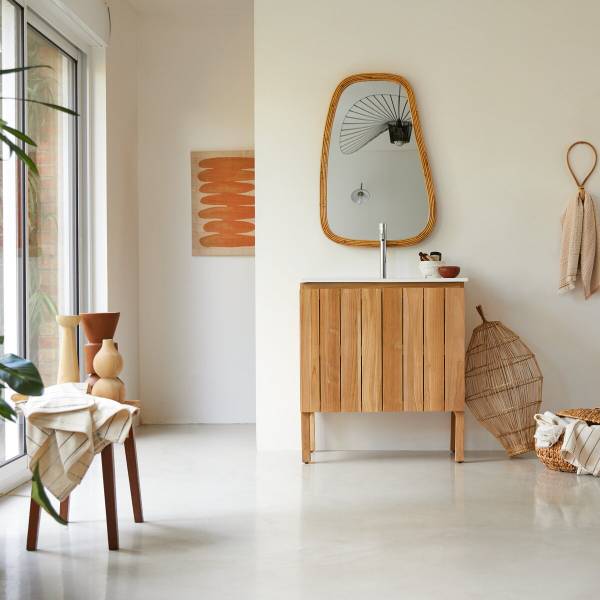 Badezimmermöbel Jill Beige - Teakholz - 82 x 90 x 47 cm