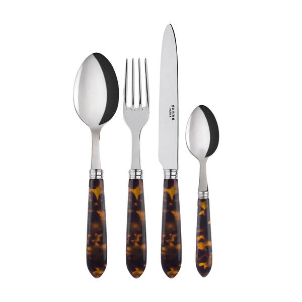 Set de 4 couverts de table, Tortue Marron - Métal - 1 x 24 x 1 cm