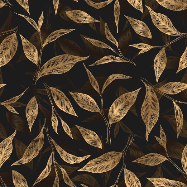 Papier Peint FEUILLES Plantes Nature Beige - Noir - Marron - Polaire - 53 x 1000 x 1000 cm
