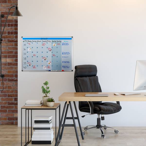Tableau blanc d'organisation Blanc - Fer - Acier - 90 x 60 x 5 cm