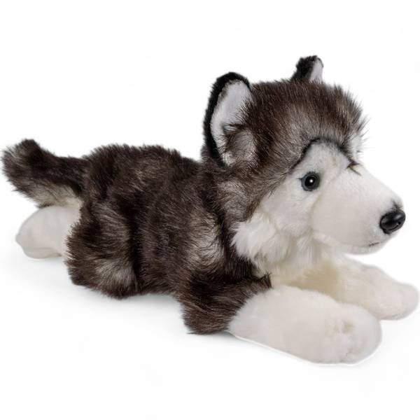 Kuscheltier Husky Schwarz - Kunstfell - 13 x 15 x 32 cm