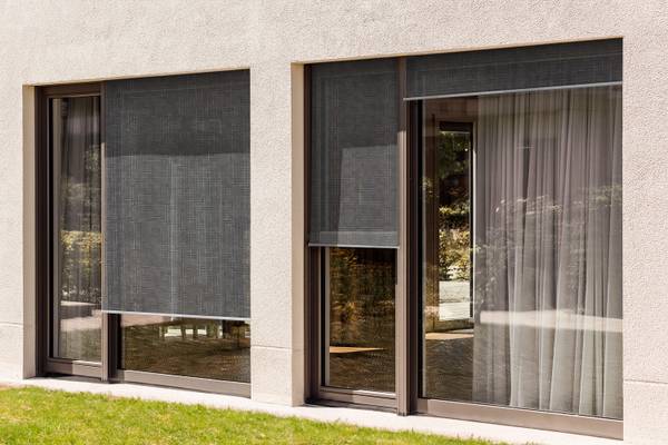 Außenrollo Linea Rete Grau - Textil - 40 x 180 x 1 cm
