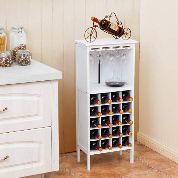 Weinschrank für 20 Flaschen Weiß - Holzwerkstoff - 25 x 96 x 42 cm