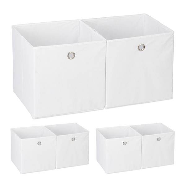 6 x Aufbewahrungsbox Stoff weiß kaufen