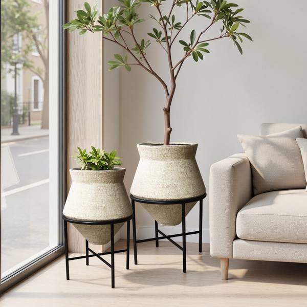 Blumentopf 0359 2er Set für Innenbereich Beige