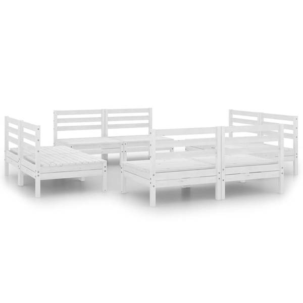 Garten-Lounge-Set 3008518 (8-teilig) Weiß - Kiefer - 64 x 63 x 64 cm