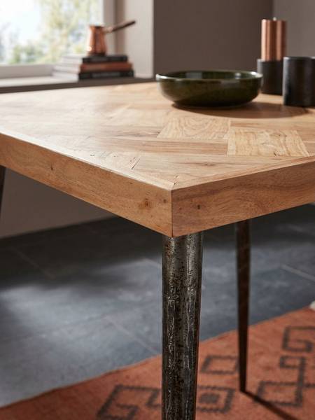 Esstisch FEHMARN Beige - Akazie - 80 x 76 x 80 cm