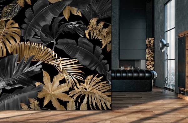 Panorama-Tapete Guyana Gold Gold - Papier - 384 x 300 x 384 cm