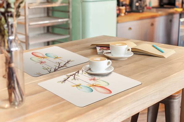 PLATZSETS Ostereier 6er-Set Weiß - Vinyl - 45 x 30 x 1 cm