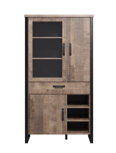 Vitrine Emile I Eiche Tabak Dekor / Schwarz