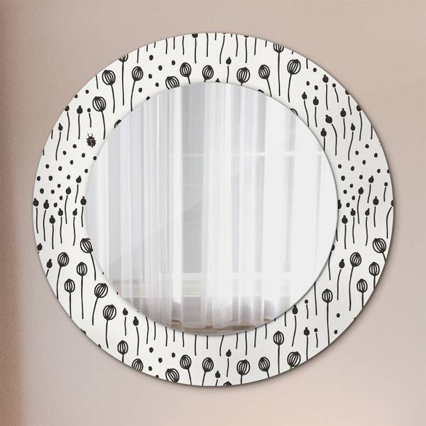 Dekospiegel Flora Linea Schwarz - Spiegelglas - 50 x 50 x 1 cm