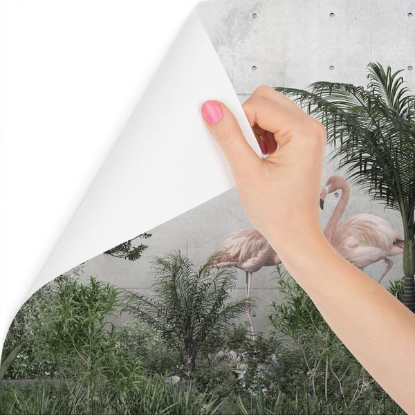 Fototapete PFLANZEN Flamingos Beton 135 x 90 x 90 cm