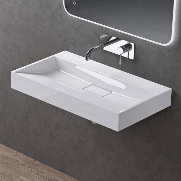 Waschbecken Col19W 800-OA Hochglanz Weiß - 46 x 80 cm