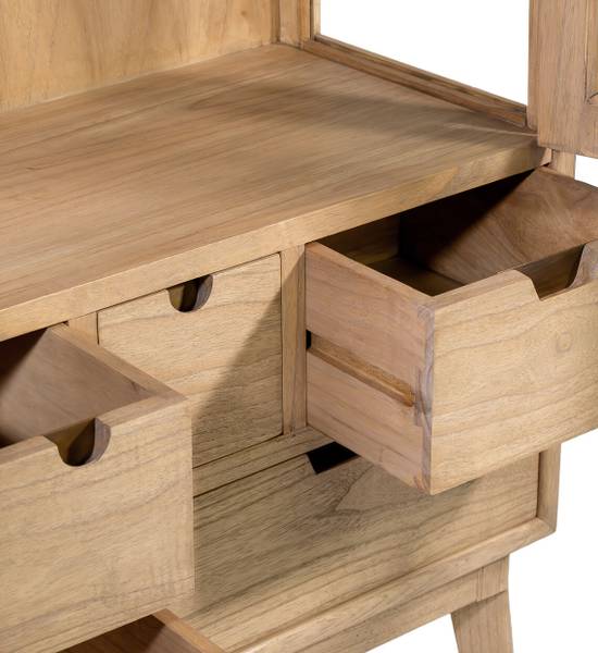 Vitrinenschrank Scandi Beige - Holz teilmassiv - 105 x 180 x 40 cm