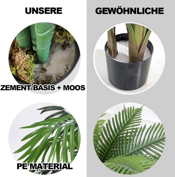 Zimmerpalme Palme Kunstpflanze Grün - Kunststoff - 16 x 110 x 16 cm