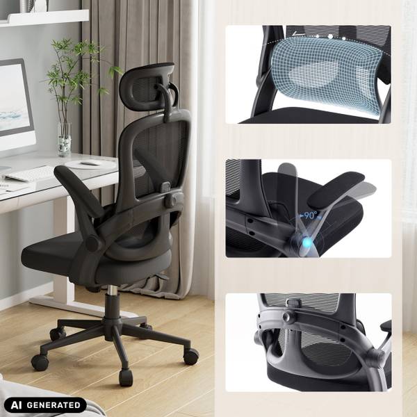 Bürostuhl MC102C-M101 Schwarz - Netzstoff - 69 x 126 x 65 cm