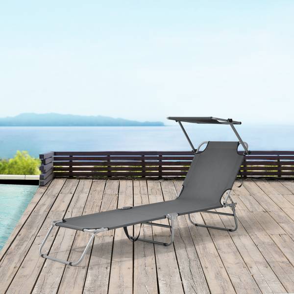 Sonnenliege Argozelo (2er-Set) Grau - Metall - 186 x 24 x 55 cm