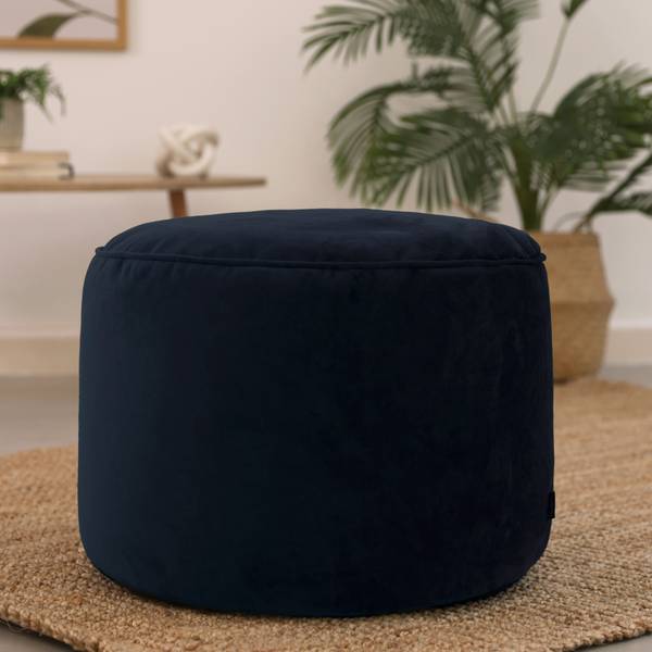 Sitzpuff Runder  Milano Blau - Cord - 55 x 35 x 55 cm