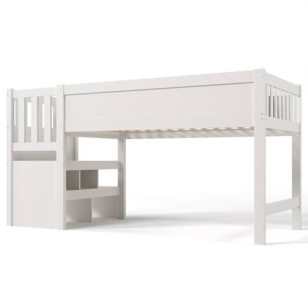 Hoogbed MonetLucy Ⅰ wit - plaatmateriaal op houtbasis - massief hout - 97 x 112 x 253 cm