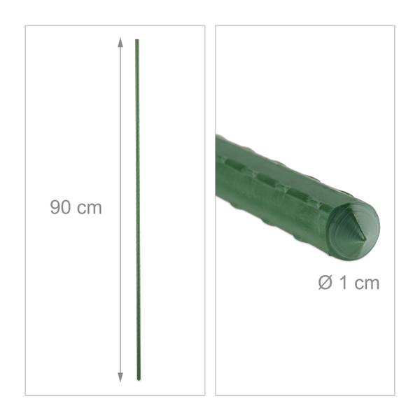Tuteur de 90 cm en lot de 10 Vert - Acier - 1 x 90 x 1 cm