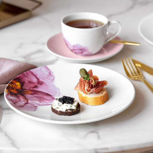 Kaffeeuntertassen Rose Garden 6er Set Pink - Porzellan - 15 x 3 x 15 cm