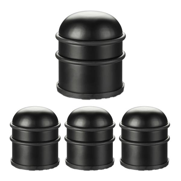 4 x Türstopper Edelstahl schwarz Schwarz - Metall - Kunststoff - 7 x 9 x 7 cm