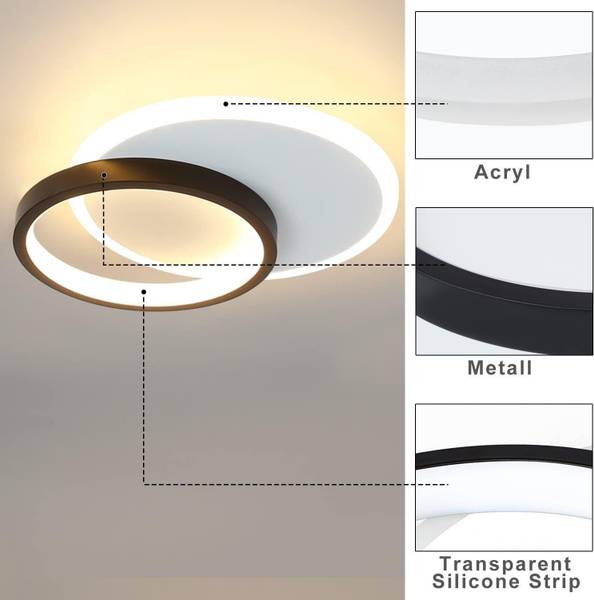 LED Deckenleuchte Baldwin Schwarz - Metall - 20 x 6 x 25 cm