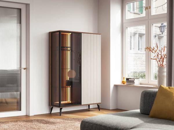 Vitrine VICI Beige - Holzwerkstoff - 103 x 162 x 39 cm