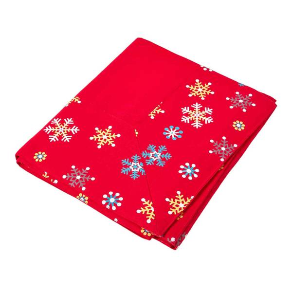 Tischdecke Schneeflocken Bordüre Rot - Baumwollstoff - 137 x 1 x 178 cm
