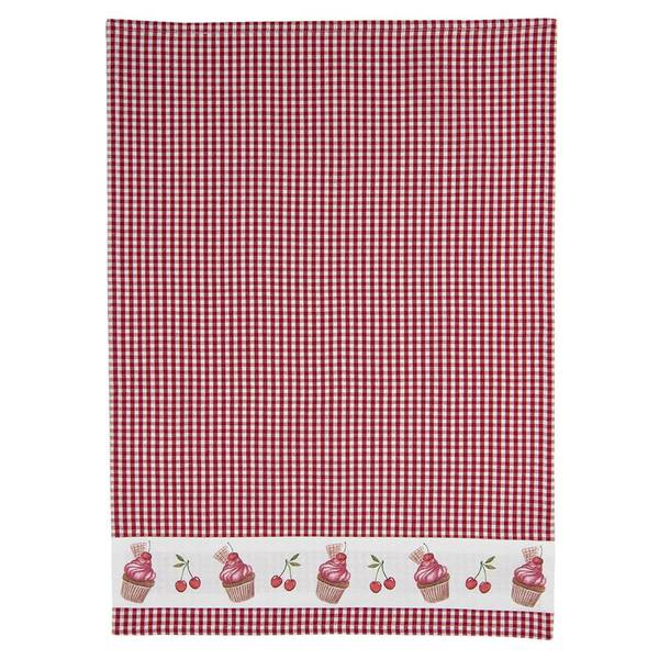 Geschirrtuch Cupcakes HIGH TEA PARTY Rot - Textil - 70 x 70 x 50 cm