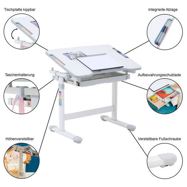 Kinderschreibtisch VITA Weiß - Holzwerkstoff - 67 x 54 x 48 cm