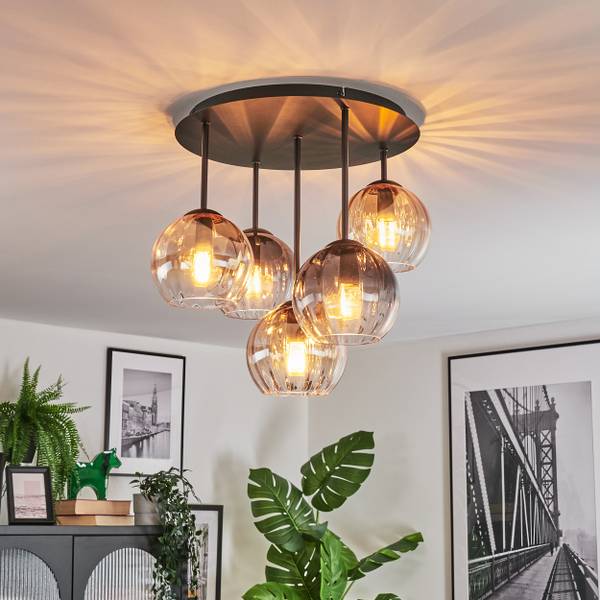 Deckenleuchte Cesaro Grau - Gelb - Metall - 39 x 22 x 40 cm