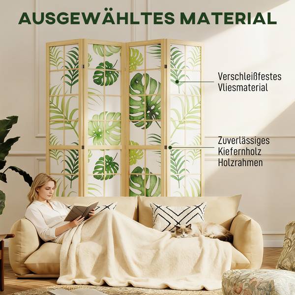 Paravent 83C-188V00GN Massivholz - 2 x 170 x 160 cm